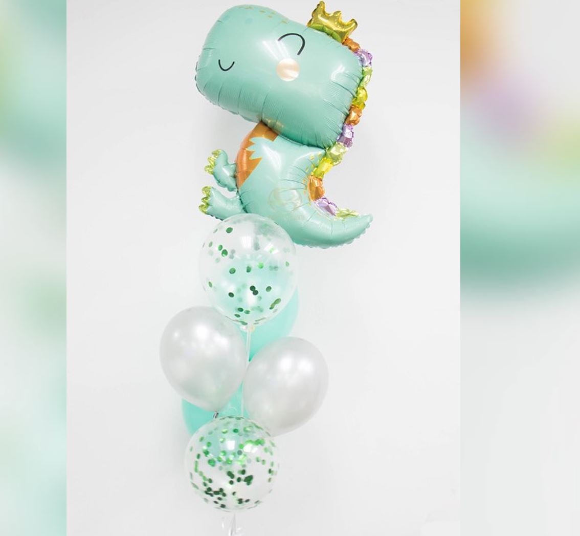 Babysaurus Green Confetti Balloon Bunch