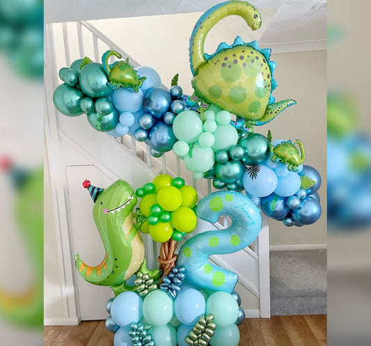 Stegosaurus And Dinomite Trex Theme 2nd HBD Balloon Bouquet