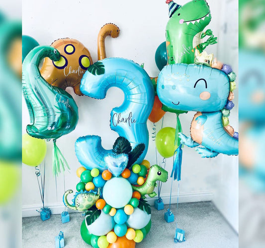Dinosaur Theme 3rd HBD Cluster Balloon Bouquet