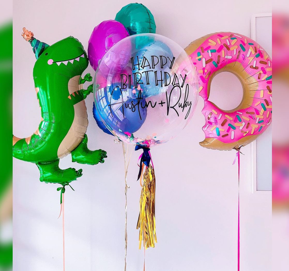 Dinomite T-Rex Theme HBD Candy & Bubble Balloon Bouquet