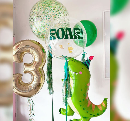 Dinosaur Theme Dinomite T-rex Bubble Balloon Bouquet