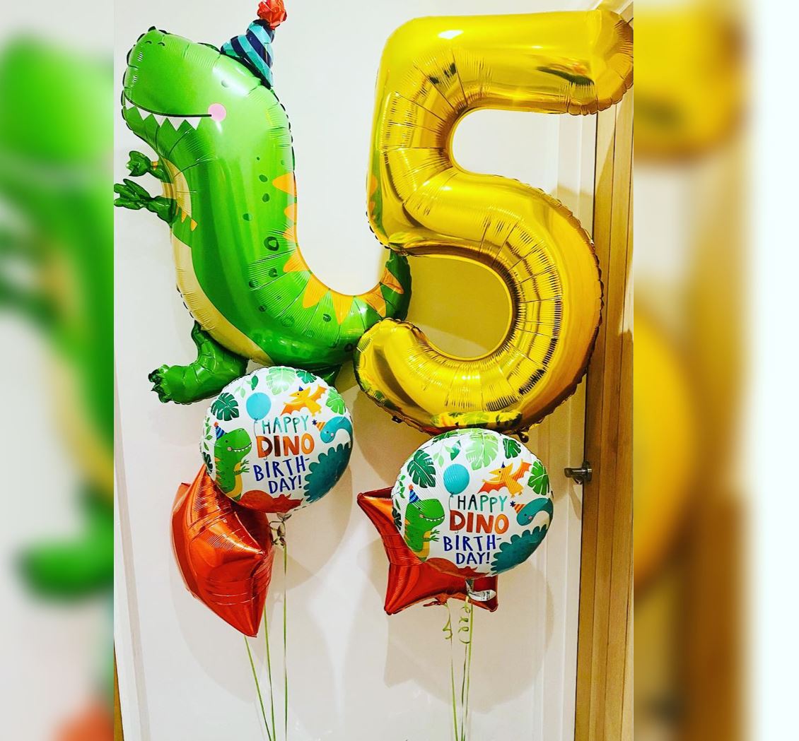 5th Birthday Dinomite T-Rrex Balloon Bouquet