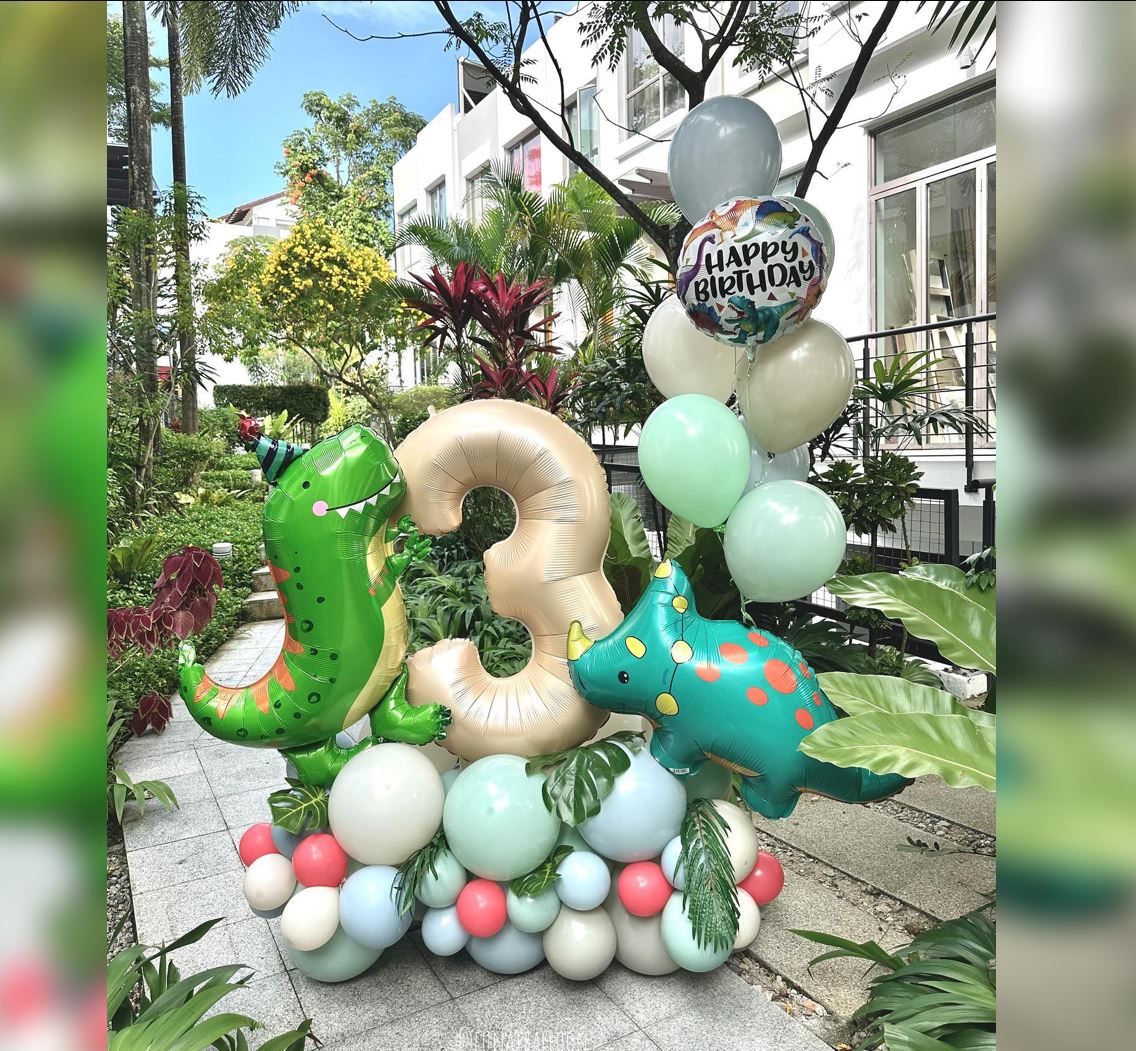Dinomite T-rex Theme 3rd HBD Cluster Balloon Bouquet