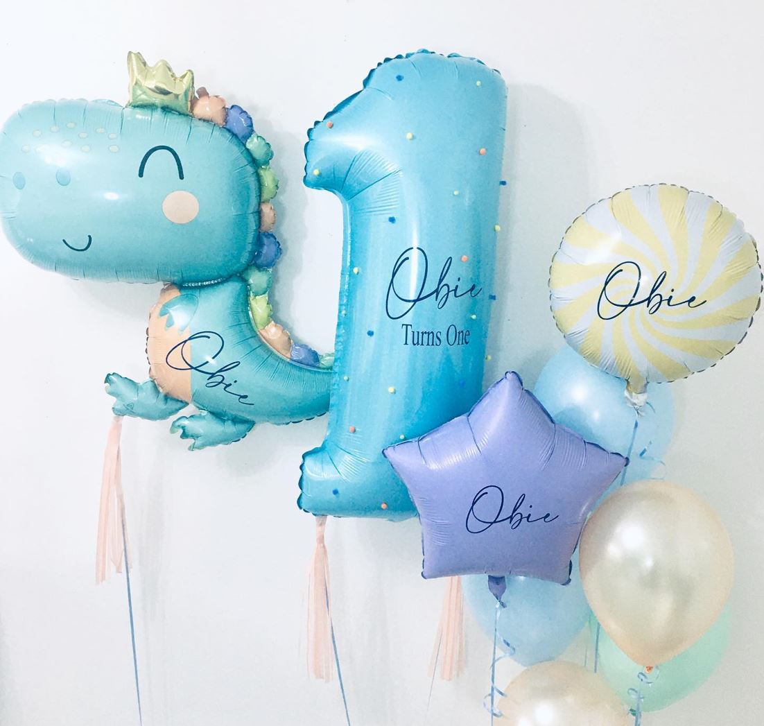 Babysaurus Theme 1st Birthday Balloon Bouquet