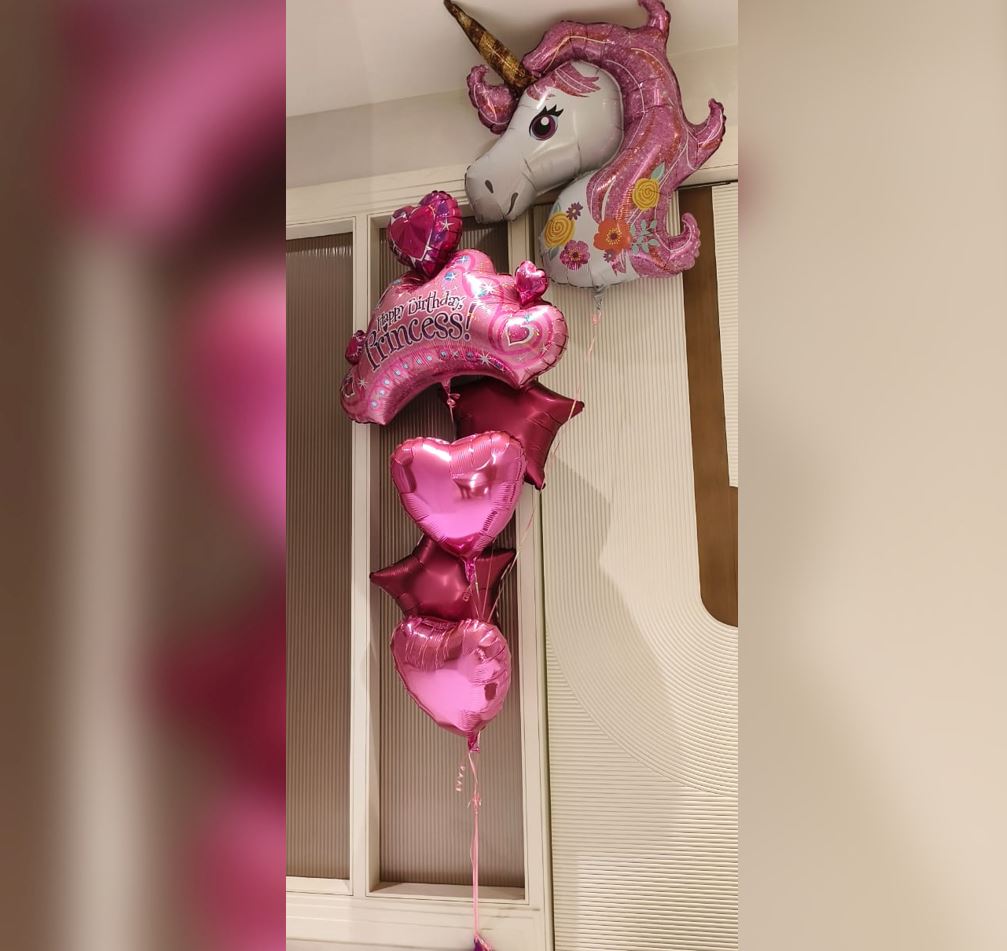 Daughter's Day Theme Unicorn And Princess Balloon Bouquet