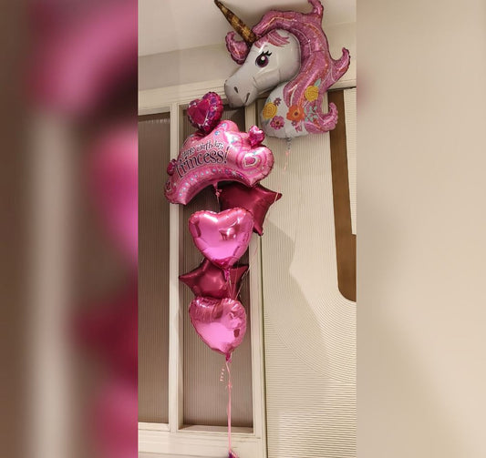 Daughter's Day Theme Unicorn And Princess Balloon Bouquet