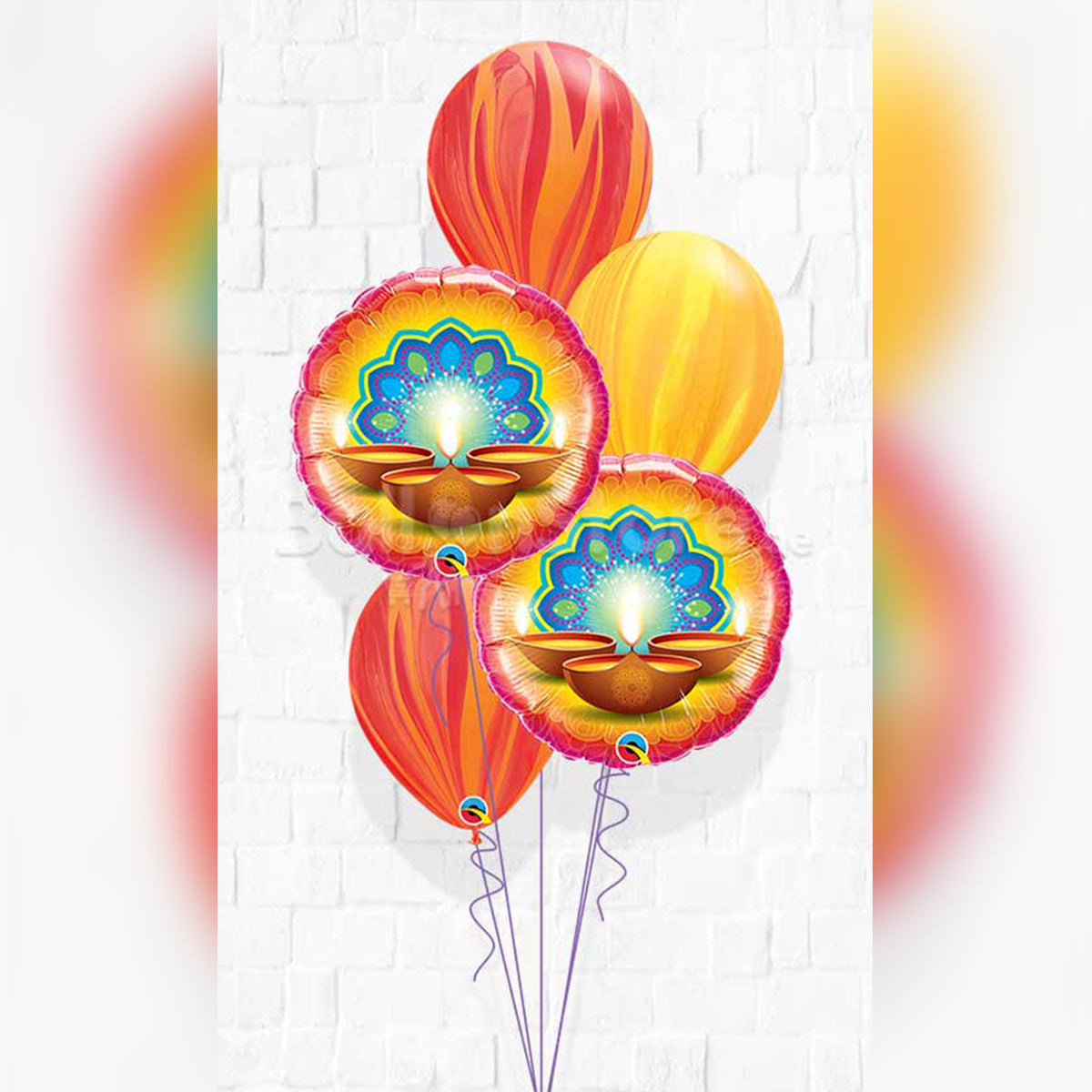 18" Colourful Diya Balloon Bouquet