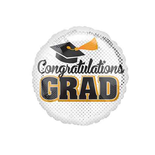 Party Balloon Congratulation Grad Silver Dots