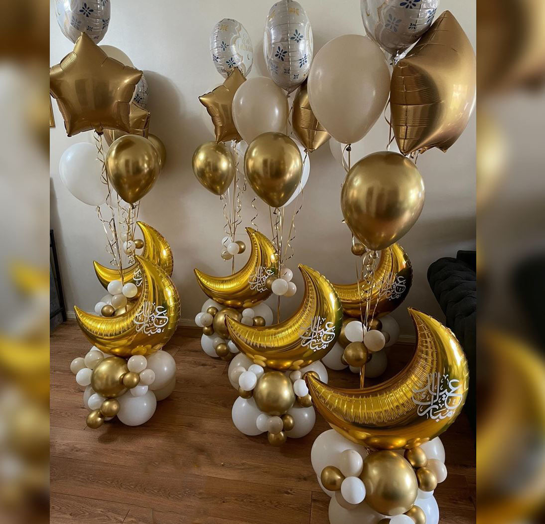 Eid Theme Gold Crescent Cluster Balloon Bouquet