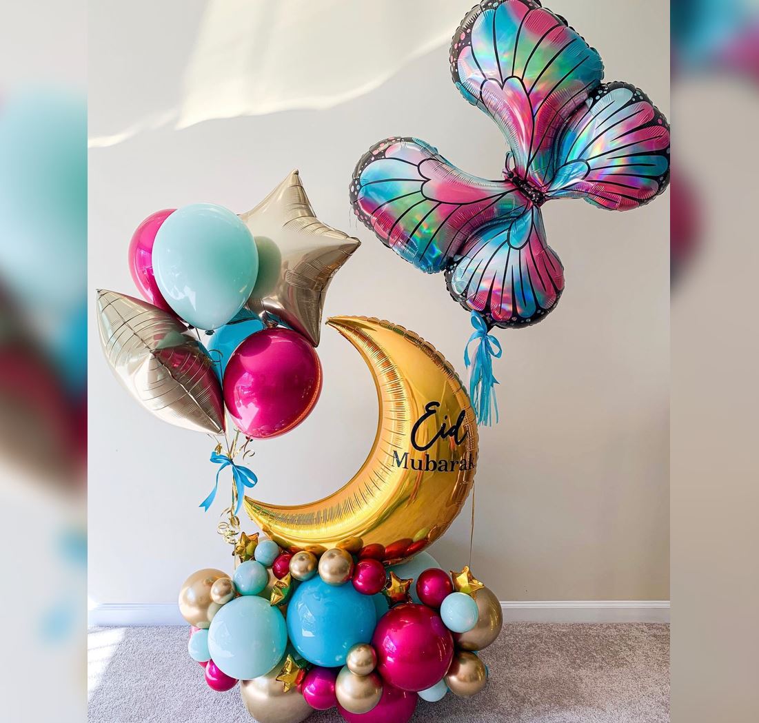Crescent Moon Butterfly EID Theme Balloon Bouquet