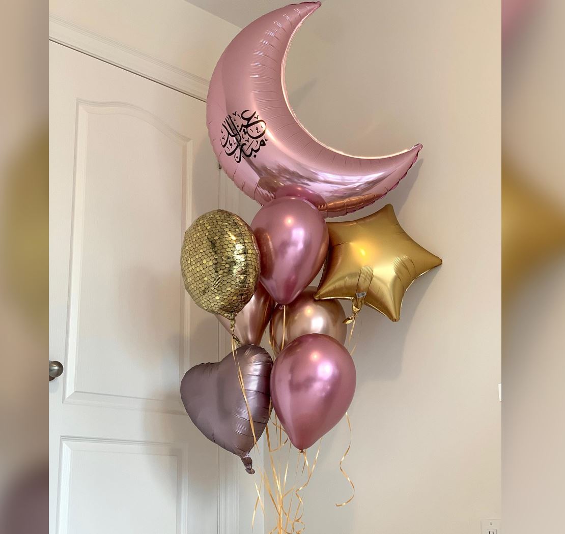 EID Theme Heart Star Personalised Balloon Bouquet