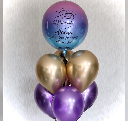 EID Theme Personalised Rainbow ORBz Balloon Bouquet