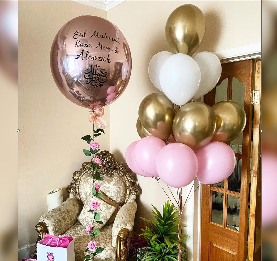 EID Mubarak Rose Gold ORBz Balloon Bouquet