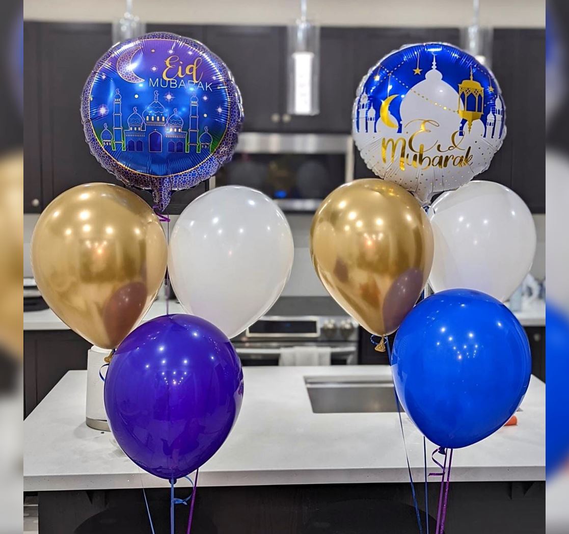 EID Theme Chrome Latex Balloon Bunch