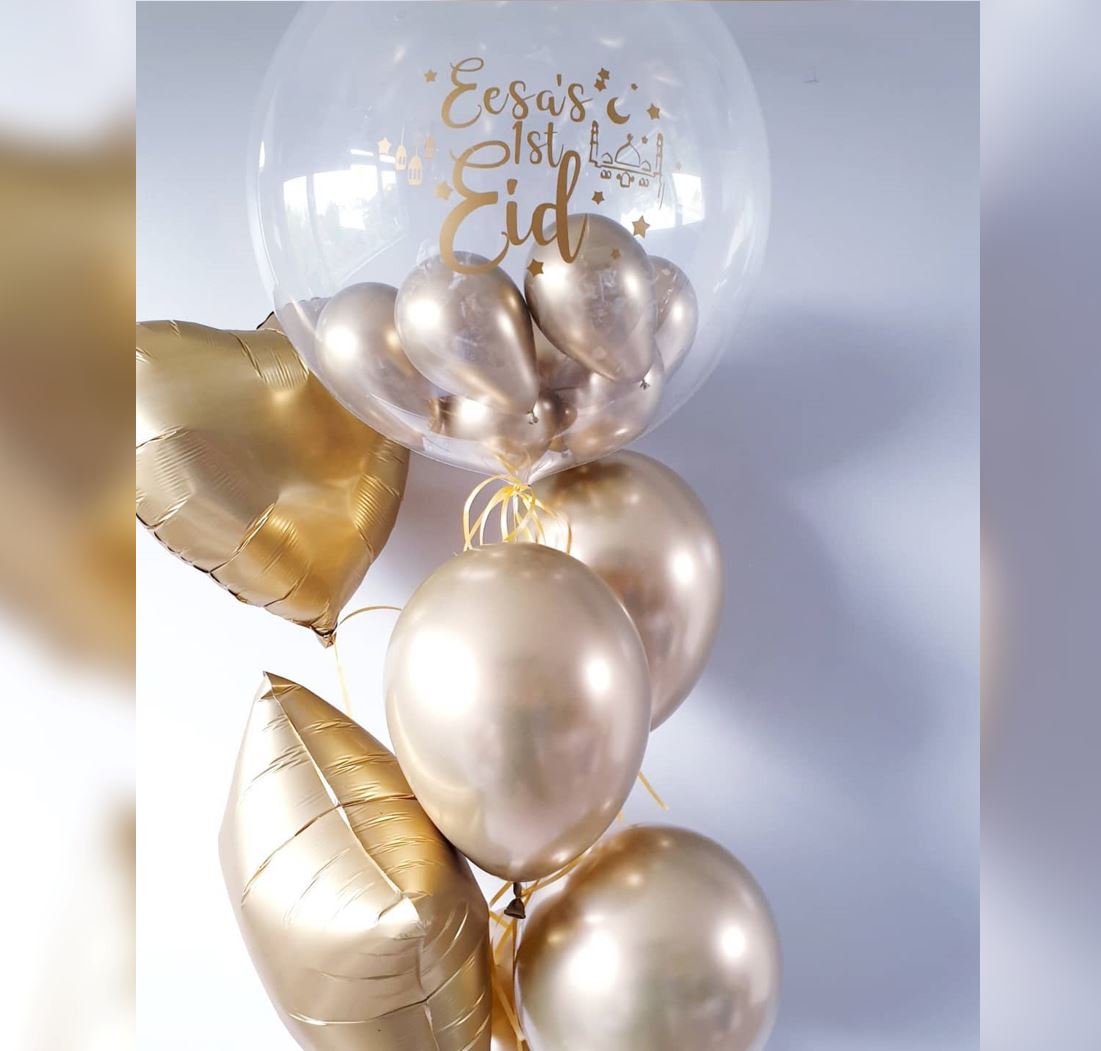 1st EID Personalised Bubble Balloon Bouquet