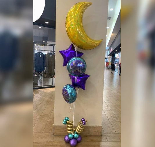 Eid Theme Gold Crescent Balloon Bouquet