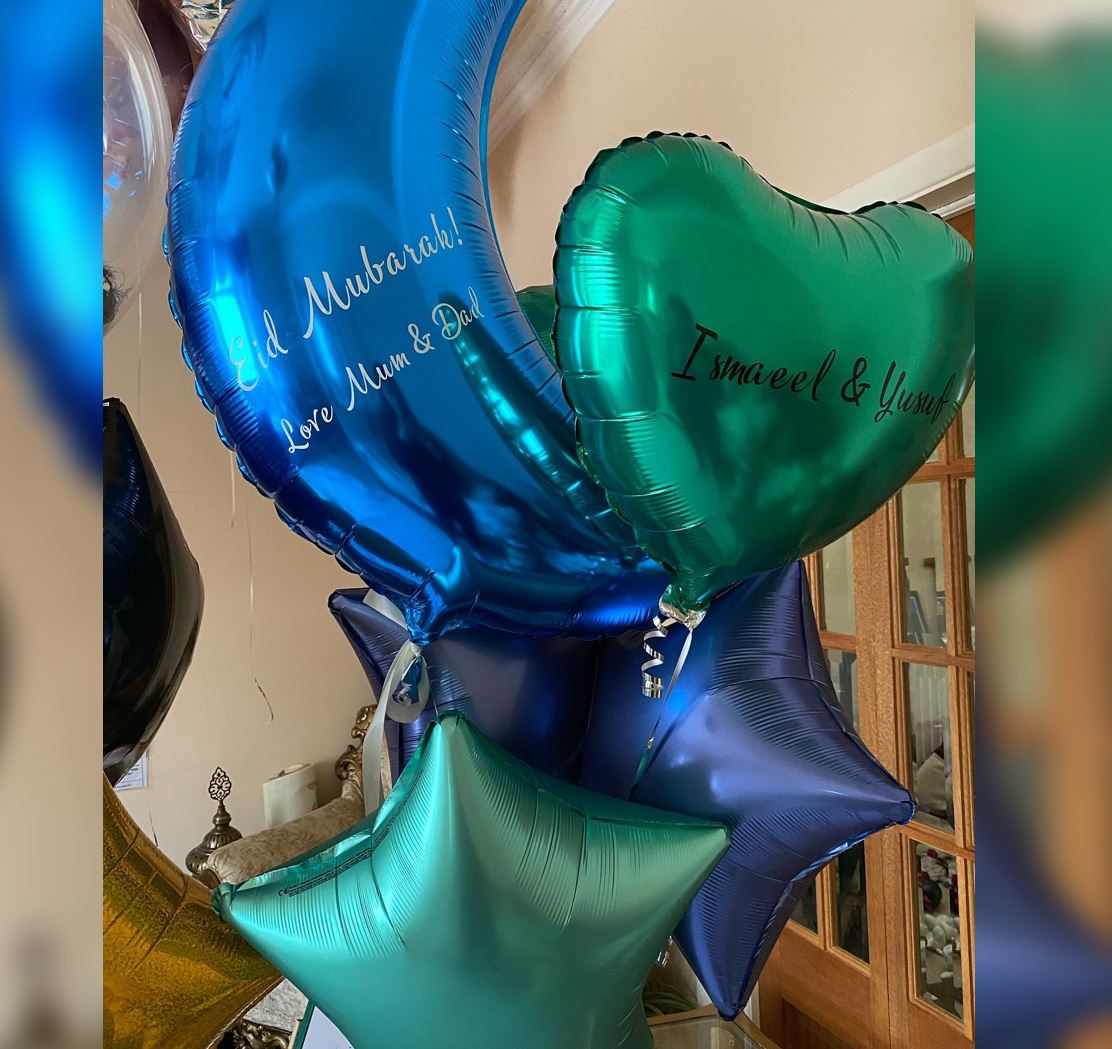 Blue Crescent EID Mubarak Balloon Bouquet