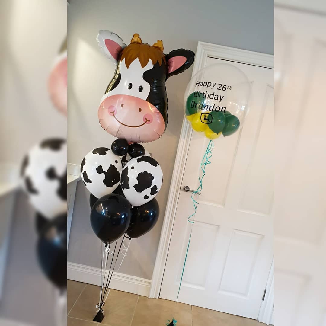 26th Birthday Holstein Cow Balloon Bouquet