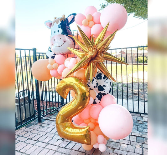 2nd Birthday Holstein Cow & Magic Star Balloon Bouquet