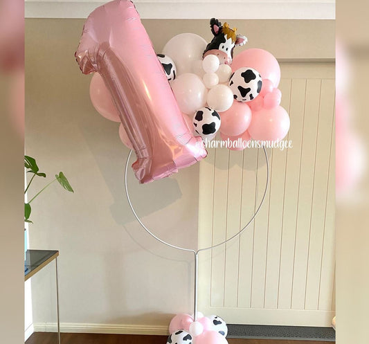 1st Birthday Holstein Cow Theme Balloon Ring