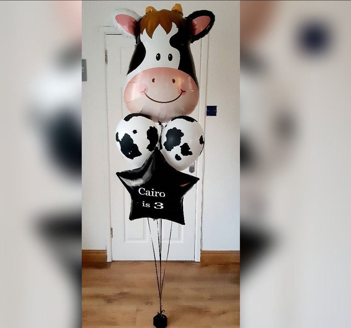 Holstein Cow Face Balloon Bunch
