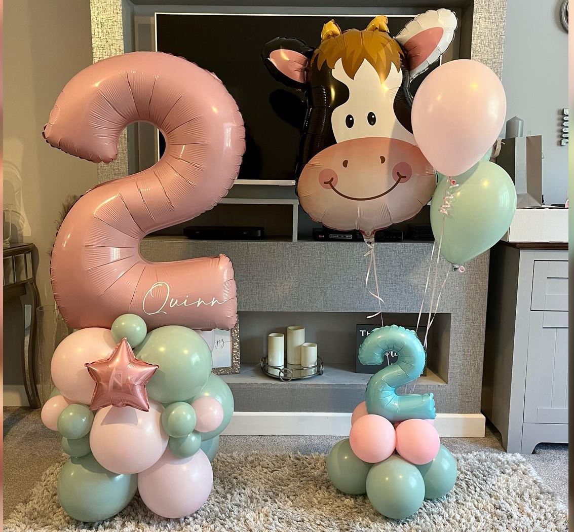 Holstein Cow Theme 2nd Birthday  Balloon Bouquet
