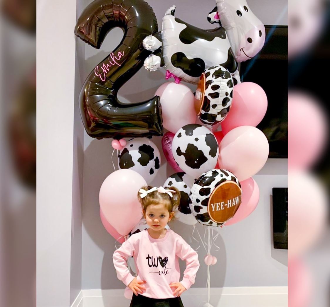 2nd Birthday Supershape Holstein Cow Balloon Bouquet