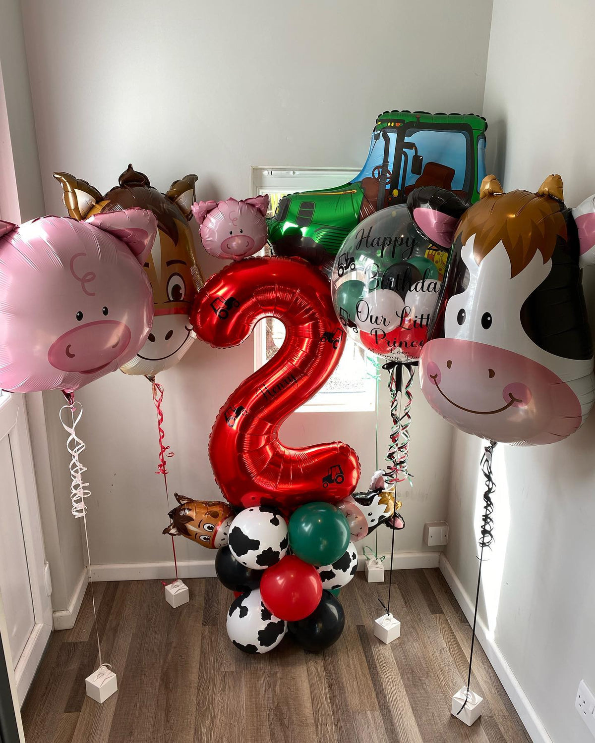Farm Animals Theme 2nd Birthday Balloon Bouquet