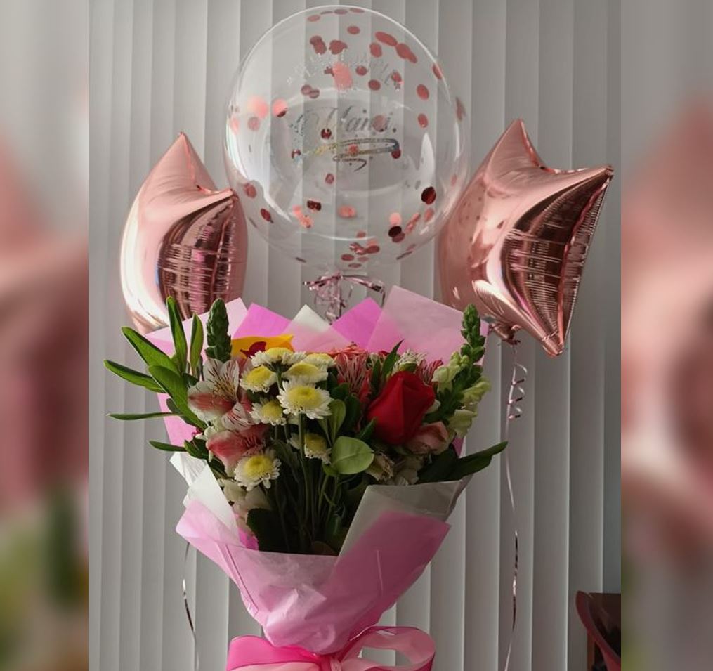 Bubble And Star Flower Balloons Bouquet