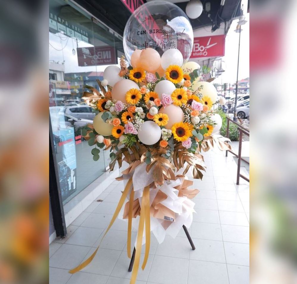 Flowers And Balloons Personalized Bubble Balloon Bouquet