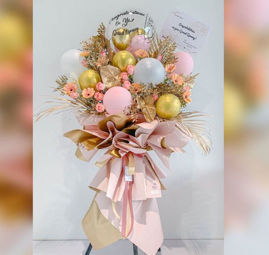 Flower And Balloons Personalized Bubble Balloon Bouquet