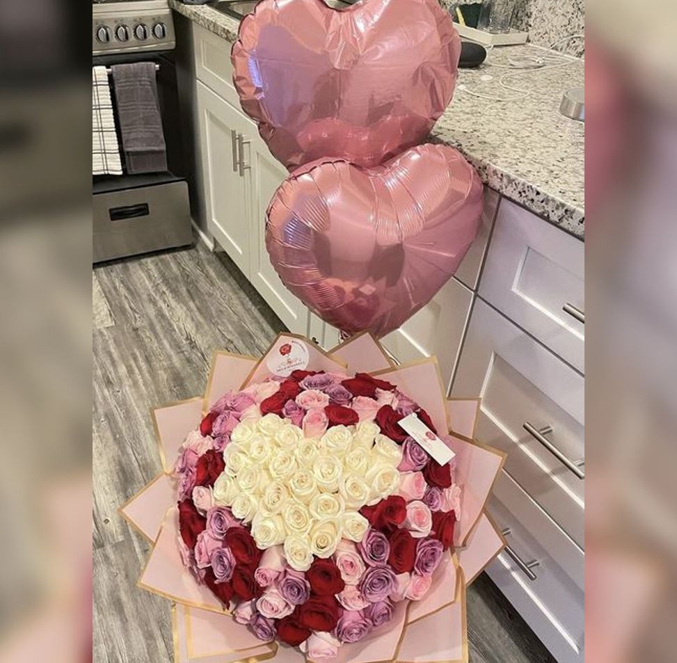 Rose Gold Heart And Flower Balloon Bouquet