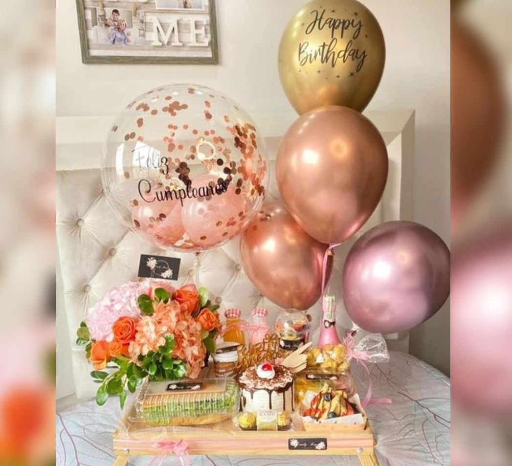 Flowers And Balloons Confetti Bubble Balloon Bouquet