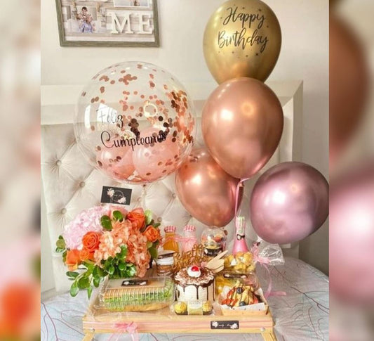 Flowers And Balloons Confetti Bubble Balloon Bouquet