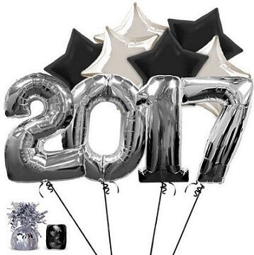 Party Balloons 2017 Silver Number Balloon bunch