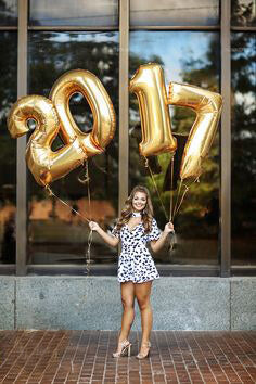 Party Balloons 2017 Gold Number Balloon Bunch