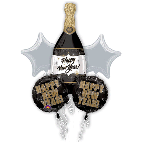 Party Balloons Happy New Year With Wine Bottle Balloon Bouquet