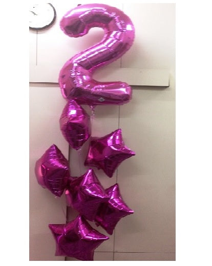 Party Balloon Pink No. 2 with Stars Helium Balloons Bouquet
