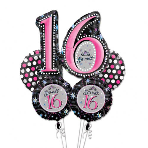 Party Balloon Sweet Sixteen Holographic Balloon Bouquet