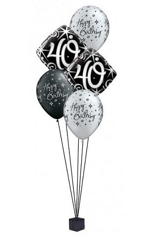 Party Balloon Black Sparkle &amp; Swirl 40th Birthday Bouquet