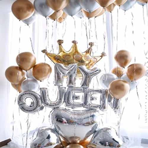 Party Balloon My Queen &amp; Crome Balloon Bunch With Decoration