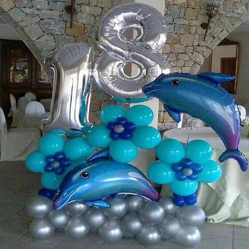 Party Balloons 18th Birthday Dolphin Balloon Bouquet