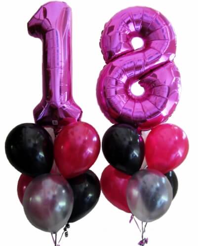 Party Balloons Fuxia 18th Birthday Balloon Bouquet