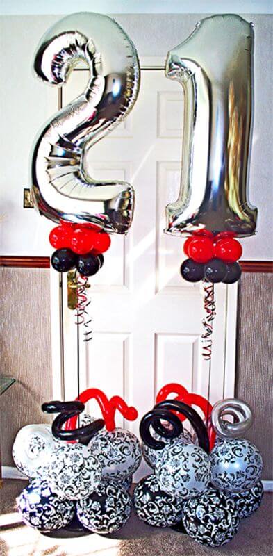 Party Balloon 21st Silver Number Balloon Bouquet
