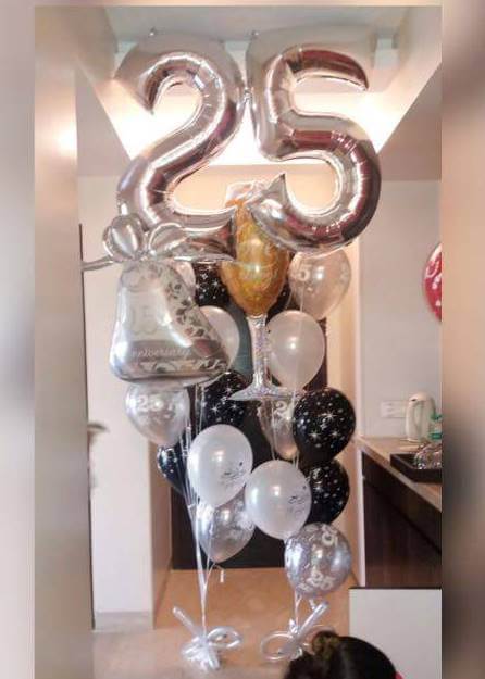 Party Balloons 25th Silver Anniversary Balloons Bouquet