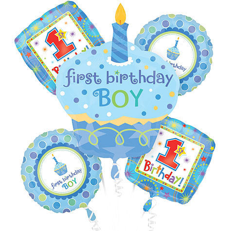 Party Balloon 1st Cupcake Birthday Balloon Bouquet