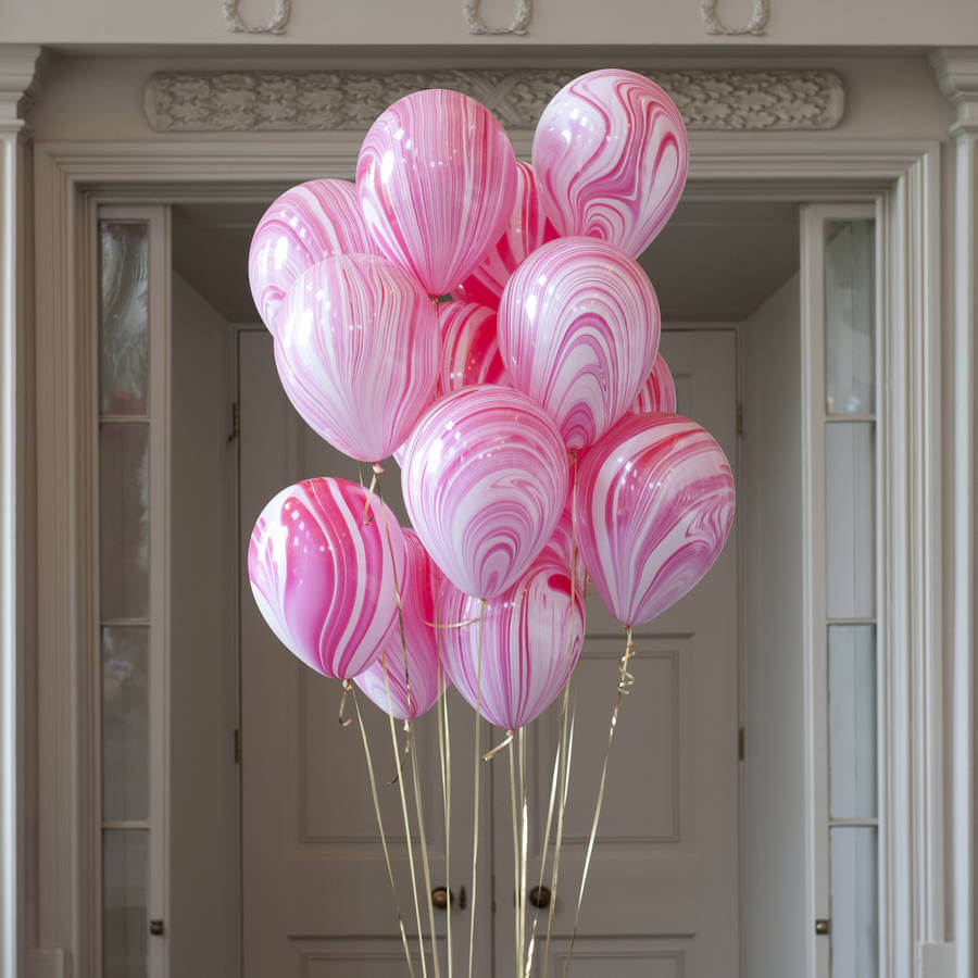 Party Balloon Pink Marble Print Balloons Bouquet