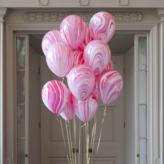 Party Balloon Pink Marble Print Balloons Bouquet
