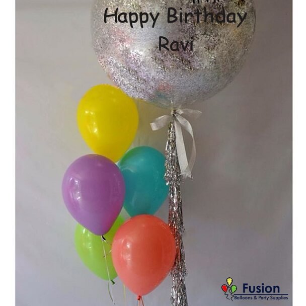 Silver Birthday Balloon With Colorful Balloons