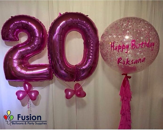 Pink No. 20th Birthday With Bubble Balloon